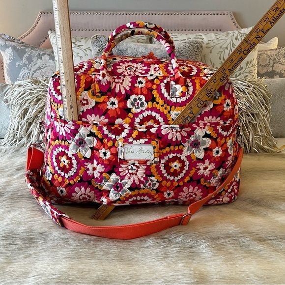 VERA BRADLEY Pixie Blooms Iconic Grand Traveler Bag 2015 Pink Orange Floral - Picture 9 of 15